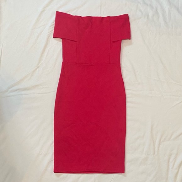 ZARA NWT Off Shoulder Bodycon Dress | Women's Size S | Bright Pink - Picture 4 of 6
